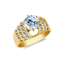 Ioka Jewelry - 14K Yellow Solid Gold 1.25 Ct. Round Cut Cubic Zirconia CZ 10MM Wedding Engagement Ring