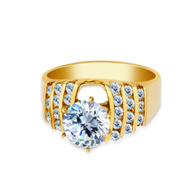 Ioka Jewelry - 14K Yellow Solid Gold 1.25 Ct. Round Cut Cubic Zirconia CZ 10MM Wedding Engagement Ring