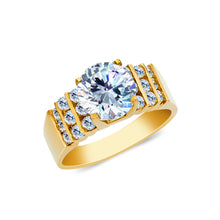 Ioka Jewelry - 14K Yellow Solid Gold 1.75 Ct. Round Cut Cubic Zirconia CZ Wedding Engagement Ring