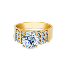Ioka Jewelry - 14K Yellow Solid Gold 1.75 Ct. Round Cut Cubic Zirconia CZ Wedding Engagement Ring