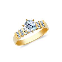 Ioka Jewelry - 14K Yellow Solid Gold 1 Ct. Round Cut Cubic Zirconia CZ Wedding Engagement Ring