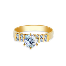 Ioka Jewelry - 14K Yellow Solid Gold 1 Ct. Round Cut Cubic Zirconia CZ Wedding Engagement Ring
