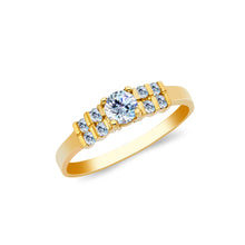 Ioka Jewelry - 14K Yellow Solid Gold 0.25 Ct. Round Cut Cubic Zirconia CZ Wedding Engagement Ring