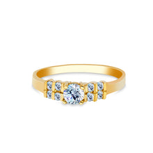 Ioka Jewelry - 14K Yellow Solid Gold 0.25 Ct. Round Cut Cubic Zirconia CZ Wedding Engagement Ring