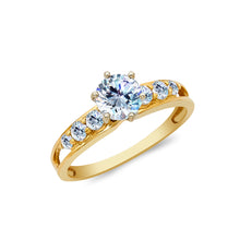 Ioka Jewelry - 14K Yellow Solid Gold 0.75 Ct. Round Cut Cubic Zirconia CZ Wedding Engagement Ring
