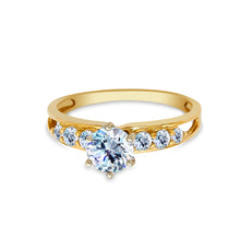 Ioka Jewelry - 14K Yellow Solid Gold 0.75 Ct. Round Cut Cubic Zirconia CZ Wedding Engagement Ring