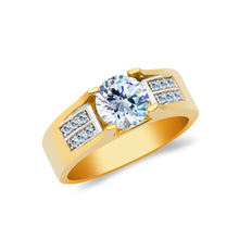 Ioka Jewelry - 14K Yellow Solid Gold 1 Ct. Round Cut Cubic Zirconia CZ Wedding Engagement Ring