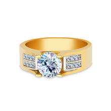 Ioka Jewelry - 14K Yellow Solid Gold 1 Ct. Round Cut Cubic Zirconia CZ Wedding Engagement Ring