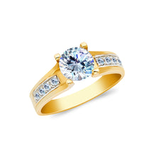 Ioka Jewelry - 14K Yellow Solid Gold 1 Ct. Round Cut Cubic Zirconia CZ Wedding Engagement Ring