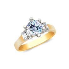 Ioka Jewelry - 14K Yellow Solid Gold 1.25 Ct. Round Cut Cubic Zirconia CZ Wedding Engagement Ring