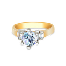 Ioka Jewelry - 14K Yellow Solid Gold 1.25 Ct. Round Cut Cubic Zirconia CZ Wedding Engagement Ring