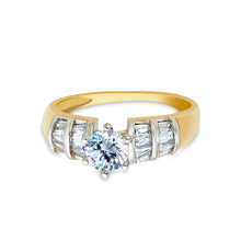 Ioka Jewelry - 14K Yellow Solid Gold 0.75 Ct. Round Cut Cubic Zirconia CZ Wedding Engagement Ring