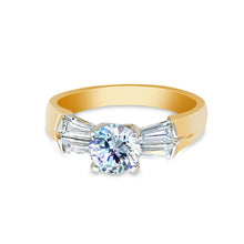 Ioka Jewelry - 14K Yellow Solid Gold 1 Ct. Round Cut Cubic Zirconia CZ Fancy Wedding Engagement Ring