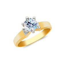 Ioka Jewelry - 14K Yellow Solid Gold 1 Ct. Round Cut Solitaire Cubic Zirconia CZ Wedding Engagement Ring