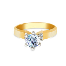 Ioka Jewelry - 14K Yellow Solid Gold 1 Ct. Round Cut Solitaire Cubic Zirconia CZ Wedding Engagement Ring