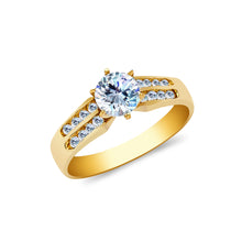 Ioka Jewelry - 14K Yellow Solid Gold 0.75 Ct. Round Cut Cubic Zirconia CZ Wedding Engagement Ring