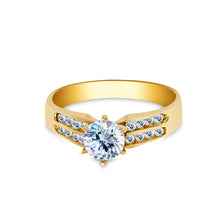 Ioka Jewelry - 14K Yellow Solid Gold 0.75 Ct. Round Cut Cubic Zirconia CZ Wedding Engagement Ring