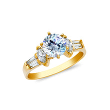 Ioka Jewelry - 14K Yellow Solid Gold 1 Ct. Round Cut Cubic Zirconia CZ Wedding Fancy Engagement Ring