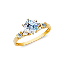 Ioka Jewelry - 14K Yellow Solid Gold 1 Ct. Round Cut Cubic Zirconia CZ Fancy Wedding Engagement Ring