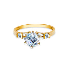 Ioka Jewelry - 14K Yellow Solid Gold 1 Ct. Round Cut Cubic Zirconia CZ Fancy Wedding Engagement Ring