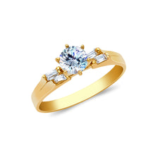 Ioka Jewelry - 14K Yellow Solid Gold 0.75 Ct. Round Cut Cubic Zirconia CZ Wedding Engagement Ring