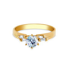 Ioka Jewelry - 14K Yellow Solid Gold 0.75 Ct. Round Cut Cubic Zirconia CZ Wedding Engagement Ring