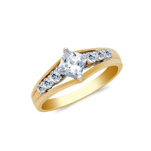 Ioka Jewelry - 14K Yellow Solid Gold 0.75 Ct. Princess Cut Cubic Zirconia CZ Wedding Engagement Ring