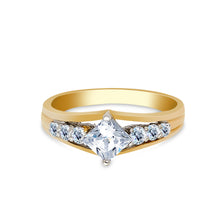 Ioka Jewelry - 14K Yellow Solid Gold 0.75 Ct. Princess Cut Cubic Zirconia CZ Wedding Engagement Ring