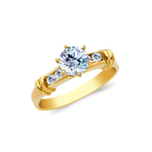 Ioka Jewelry - 14K Yellow Solid Gold 0.75 Ct. Round Cut Cubic Zirconia CZ Wedding Engagement Ring