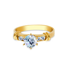 Ioka Jewelry - 14K Yellow Solid Gold 0.75 Ct. Round Cut Cubic Zirconia CZ Wedding Engagement Ring