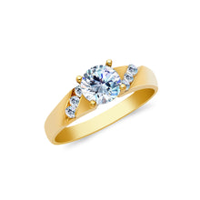 Ioka Jewelry - 14K Yellow Solid Gold 0.75 Ct. Round Cut Cubic Zirconia CZ Wedding Engagement Ring