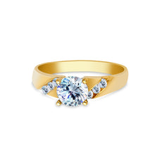 Ioka Jewelry - 14K Yellow Solid Gold 0.75 Ct. Round Cut Cubic Zirconia CZ Wedding Engagement Ring