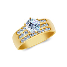 Ioka Jewelry - 14K Yellow Solid Gold 1 Ct. Round Cut Cubic Zirconia CZ Wedding Engagement Ring
