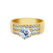 Ioka Jewelry - 14K Yellow Solid Gold 1 Ct. Round Cut Cubic Zirconia CZ Wedding Engagement Ring