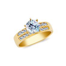 Ioka Jewelry - 14K Yellow Solid Gold 1 Ct. Round Cut Cubic Zirconia CZ Wedding Engagement Ring