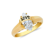 Ioka Jewelry - 14K Yellow Solid Gold Cubic Zirconia CZ Love Wrapped Wedding Engagement Ring