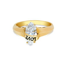 Ioka Jewelry - 14K Yellow Solid Gold Cubic Zirconia CZ Love Wrapped Wedding Engagement Ring