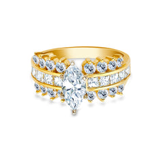Ioka Jewelry - 14K Yellow Solid Gold 1.5 Ct. Marquise Cut Cubic Zirconia CZ Fancy Wedding Engagement Ring