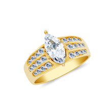 Ioka Jewelry - 14K Yellow Solid Gold 1.5 Ct. Marquise Cut Cubic Zirconia CZ Wedding Engagement Ring