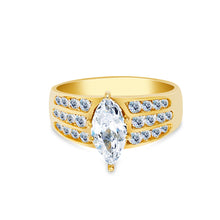 Ioka Jewelry - 14K Yellow Solid Gold 1.5 Ct. Marquise Cut Cubic Zirconia CZ Wedding Engagement Ring