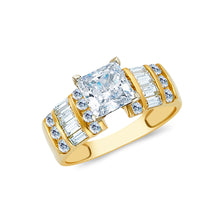Ioka Jewelry - 14K Yellow Solid Gold 1 Ct. Princess Cut Cubic Zirconia CZ Fancy Wedding Engagement Ring