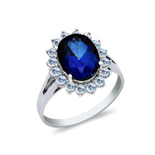 Ioka Jewelry - 14K White Solid Gold 3 Ct. Oval Cut Cubic Zirconia CZ with Halo Fancy Wedding Engagement Ring