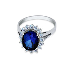 Ioka Jewelry - 14K White Solid Gold 3 Ct. Oval Cut Cubic Zirconia CZ with Halo Fancy Wedding Engagement Ring