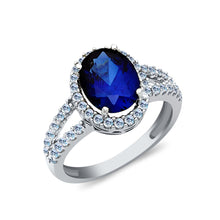 Ioka Jewelry - 14K White Solid Gold 3 Ct. Oval Cut Cubic Zirconia CZ with Halo Fancy Wedding Engagement Ring