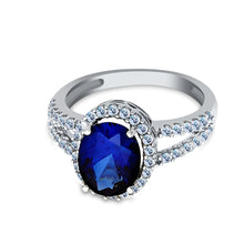 Ioka Jewelry - 14K White Solid Gold 3 Ct. Oval Cut Cubic Zirconia CZ with Halo Fancy Wedding Engagement Ring