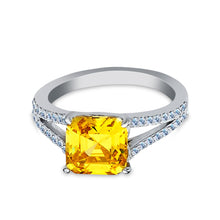 Ioka Jewelry - 14K White Solid 2.5 Carat Yellow Princess Cut Gold Cubic Zirconia CZ Fancy Wedding Engagement Ring