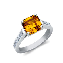 Ioka Jewelry - 14K White Solid Gold 2.5 Ct. Yellow Princess Cut Cubic Zirconia CZ Fancy Wedding Engagement Ring