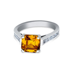Ioka Jewelry - 14K White Solid Gold 2.5 Ct. Yellow Princess Cut Cubic Zirconia CZ Fancy Wedding Engagement Ring