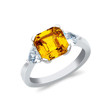 Ioka Jewelry - 14K White Solid Gold 2.5 Ct. Yellow Princess Cut Cubic Zirconia CZ Fancy Wedding Engagement Ring