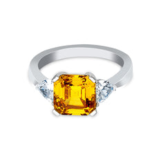 Ioka Jewelry - 14K White Solid Gold 2.5 Ct. Yellow Princess Cut Cubic Zirconia CZ Fancy Wedding Engagement Ring